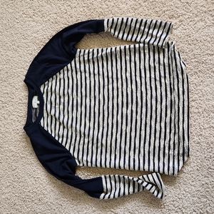 ⚡️Loft Lou & Grey Blue and Cream Striped Long Sleeve - Waffle Pattern Size Small